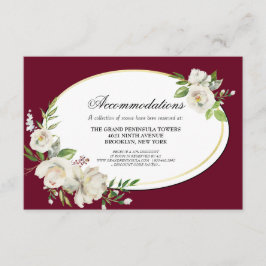 Tarjeta De Recepción Elegante Boda de Boho Burgundy Floral