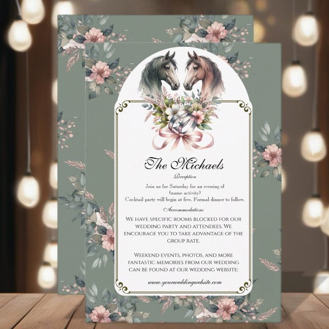 Tarjeta De Recepción Elegante Boda de caballos de primavera (Enjoy this beautiful collection of elegant watercolor designs.)