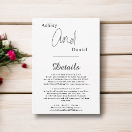 Tarjeta De Recepción Elegante Boda De Caligrafía Blanca Y Negra Sencill