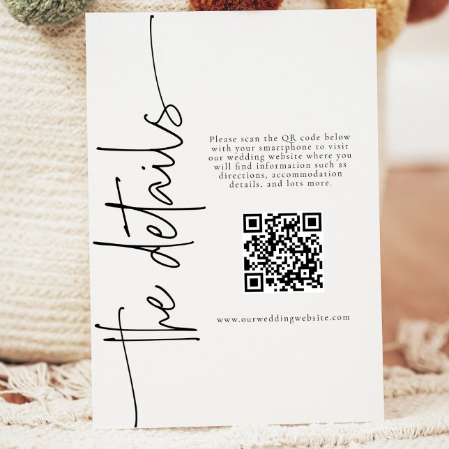Tarjeta De Recepción Elegante Boda de caligrafía detalles código QR (Subido por el creador)