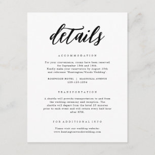 Tarjeta De Recepción Elegante Boda de caligrafía en blanco y negro