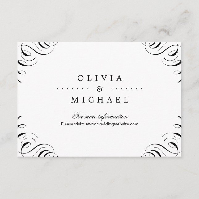 Tarjeta De Recepción Elegante boda de caligrafía floreciente inserto (Anverso)