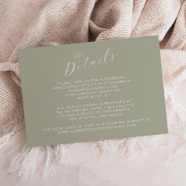 Tarjeta De Recepción Elegante Boda de caligrafía moderna verde sage