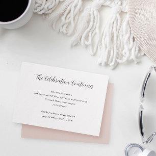 Tarjeta De Recepción Elegante Boda de caligrafía tras Fiesta