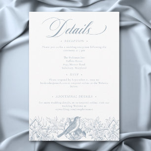 Tarjeta De Recepción Elegante Boda de Chinoisería Azul Naturaleza y Ave