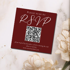 Tarjeta De Recepción Elegante Boda de código QR en escritura burdeos Mi
