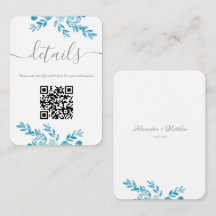 Elegante Boda de código QR floral azul