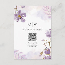 Tarjeta De Recepción Elegante Boda de código QR floral púrpura claro