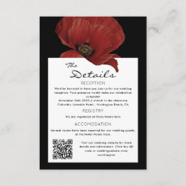 Tarjeta De Recepción Elegante Boda de código QR floral rojo