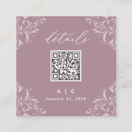 Tarjeta De Recepción Elegante Boda de código QR Mauve Pequeños detalles