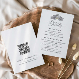 Tarjeta De Recepción Elegante Boda de código QR para detalles de graner