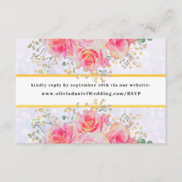 Tarjeta De Recepción Elegante Boda de color de agua de las flores rosad