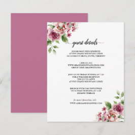Tarjeta De Recepción Elegante Boda de color de agua rosa rosa rosa Bouq