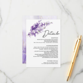 Tarjeta De Recepción Elegante Boda de color morado de lavanda