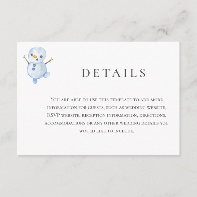 Tarjeta De Recepción Elegante boda de copos de nieve de invierno Wonder (Anverso)