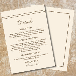 Tarjeta De Recepción Elegante Boda de Crema de Taupe Moderno