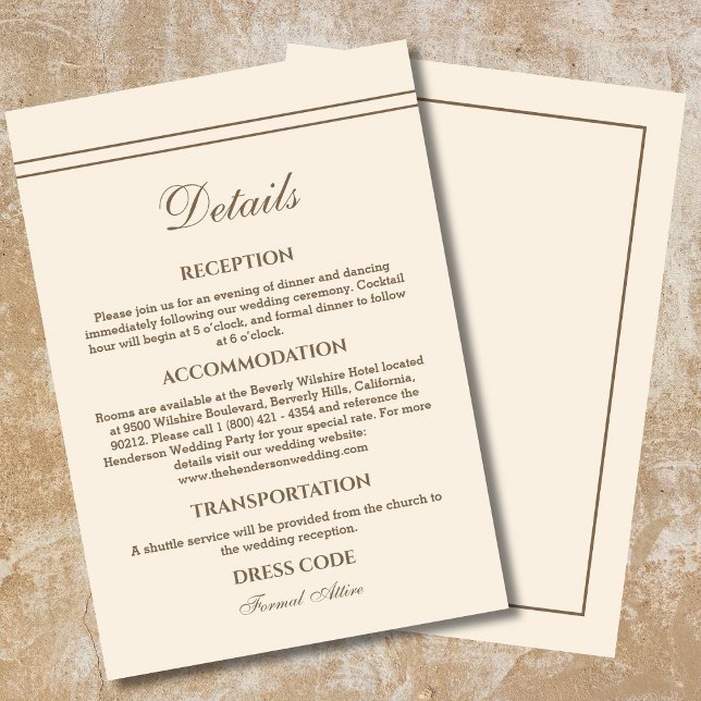 Tarjeta De Recepción Elegante Boda de Crema de Taupe Moderno (Subido por el creador)