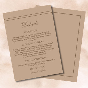 Tarjeta De Recepción Elegante Boda de Crema Moderna Taupe