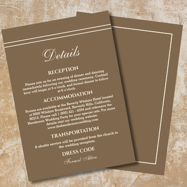 Tarjeta De Recepción Elegante Boda de Crema Moderna Taupe (Subido por el creador)