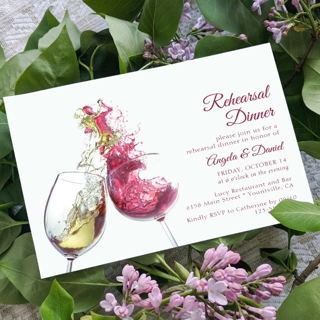 Tarjeta De Recepción Elegante Boda de danza vitivinícola roja y blanca (Subido por el creador)
