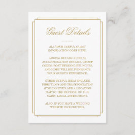 Tarjeta De Recepción Elegante Boda de Deco Dorado Detalles de Huéspedes