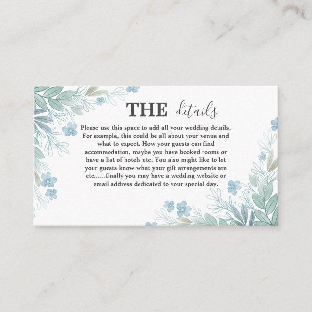 Tarjeta De Recepción Elegante Boda de detalles botánicos de Sage Green (Anverso)