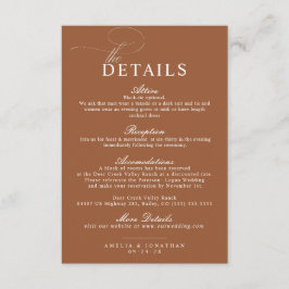 Tarjeta De Recepción Elegante Boda de escritura Minimalista moderna Det