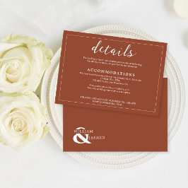 Tarjeta De Recepción Elegante Boda de escritura rústica de terracota bo