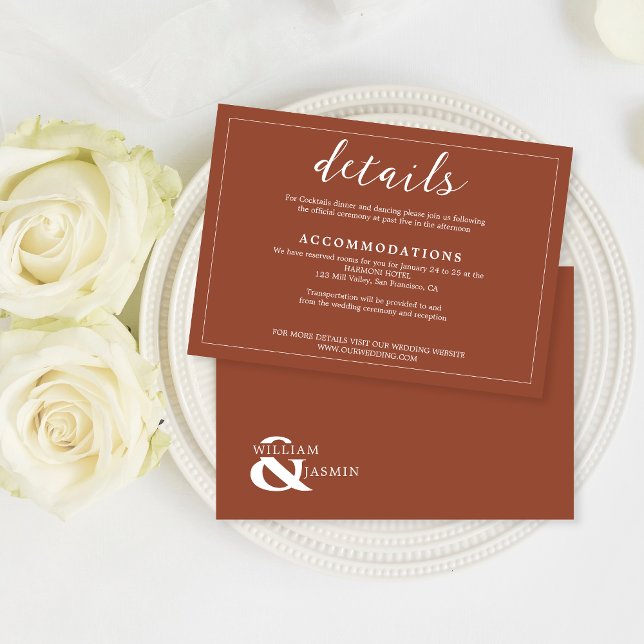 Tarjeta De Recepción Elegante Boda de escritura rústica de terracota bo (Subido por el creador)