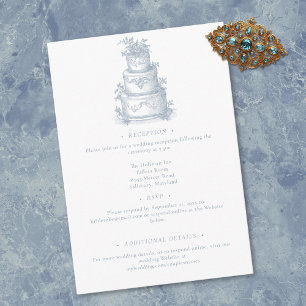 Tarjeta De Recepción Elegante boda de estilo francés en mansión con azu