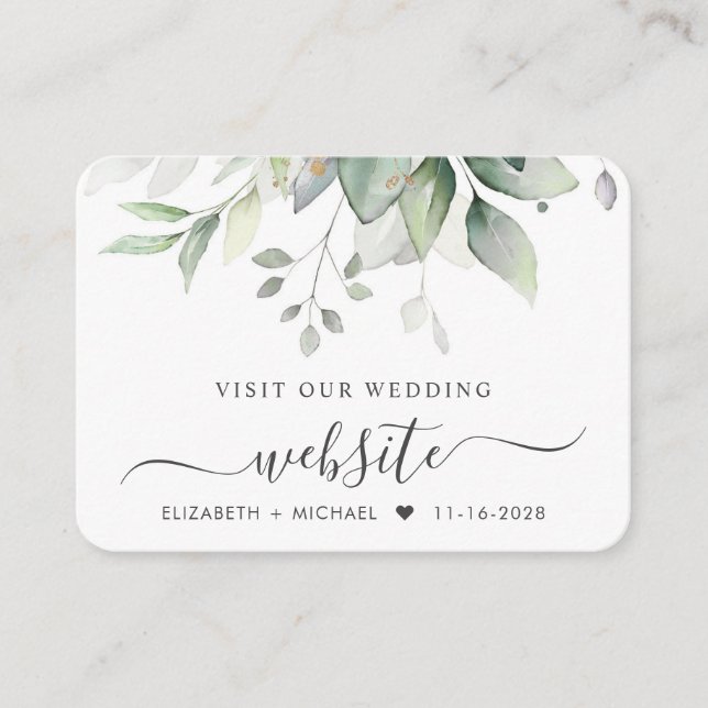 Tarjeta De Recepción Elegante Boda de Eucalyptus Sitio Web Código QR (Anverso)