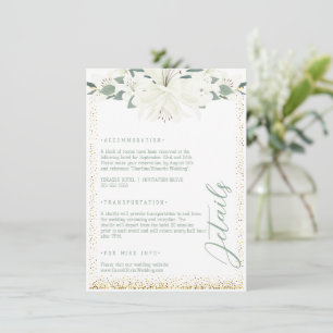 Tarjeta De Recepción Elegante Boda de Flor Silvestre Charm Green
