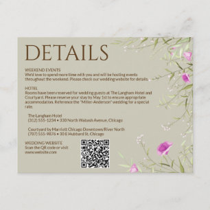 Tarjeta De Recepción Elegante Boda de Flor Silvestre Moderna