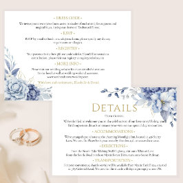 Tarjeta De Recepción Elegante Boda de flores azul turquesa