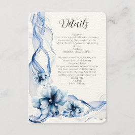 Tarjeta De Recepción Elegante Boda de flores de la Marina Azul turquesa