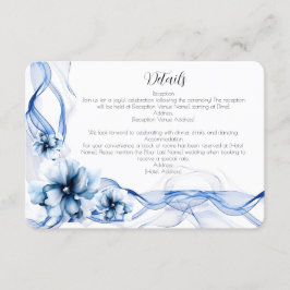Tarjeta De Recepción Elegante Boda de flores de la Marina Azul turquesa