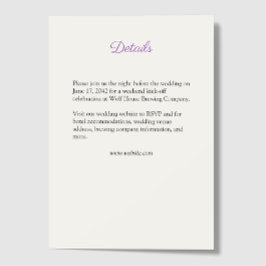 Tarjeta De Recepción Elegante Boda de flores silvestres color púrpura