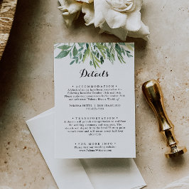Tarjeta De Recepción Elegante Boda de follaje tropical verde