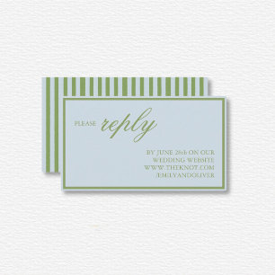 Tarjeta De Recepción Elegante Boda de franjas verdes azules