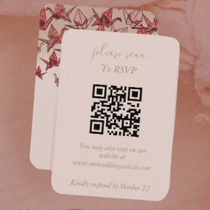 Tarjeta De Recepción Elegante Boda de grúa de papel rosa y turbio