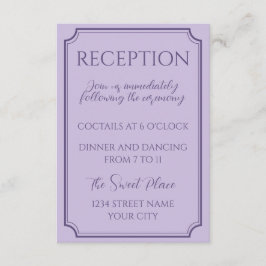 Tarjeta De Recepción Elegante Boda de guiones de Lilac