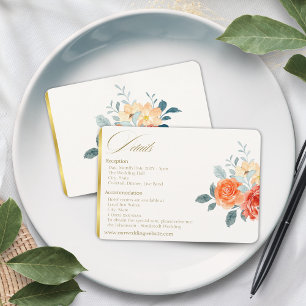 Tarjeta De Recepción Elegante Boda de guiones florales de Rubor Gold