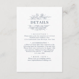 Tarjeta De Recepción Elegante Boda de guirnaldas con flores azules