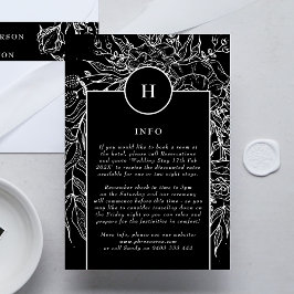 Tarjeta De Recepción Elegante Boda de guirnaldas monograma negro de esm