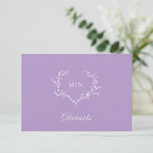 Tarjeta De Recepción Elegante Boda de guirnaldas moradas