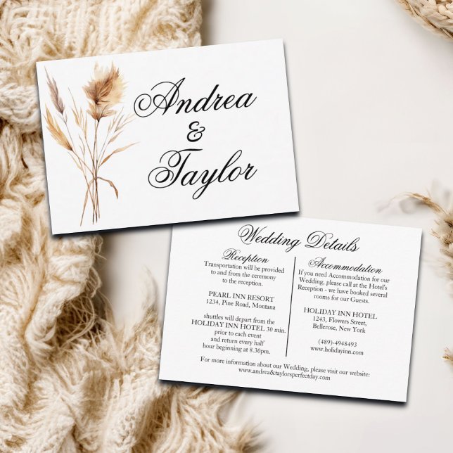 Tarjeta De Recepción Elegante Boda de hierba de Pampas (Subido por el creador)
