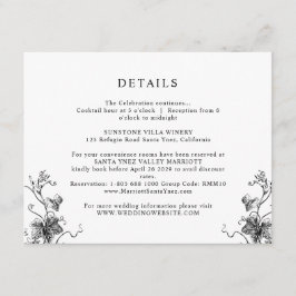 Tarjeta De Recepción Elegante Boda de hojas botánicas negras