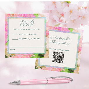 Tarjeta De Recepción Elegante Boda de Jardín con Hortensias Rosadas en