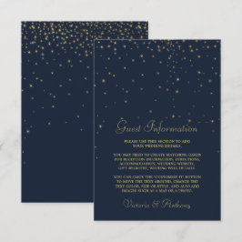 Tarjeta De Recepción Elegante Boda de la Marina y las Estrellas de Oro