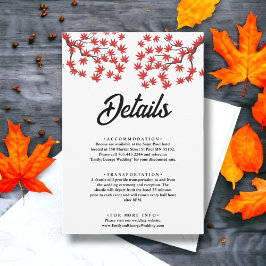 Tarjeta De Recepción Elegante Boda de las hojas rojas de otoño rústico